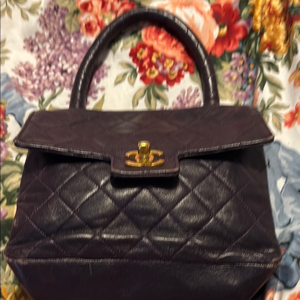 CHANEL Purple Satchel with Quilted Design